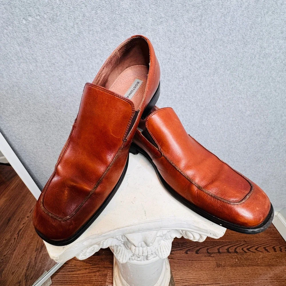 Size 11 Bostonian Leather Slip On Loafers Square Toe Dress Shoes Made in the USA